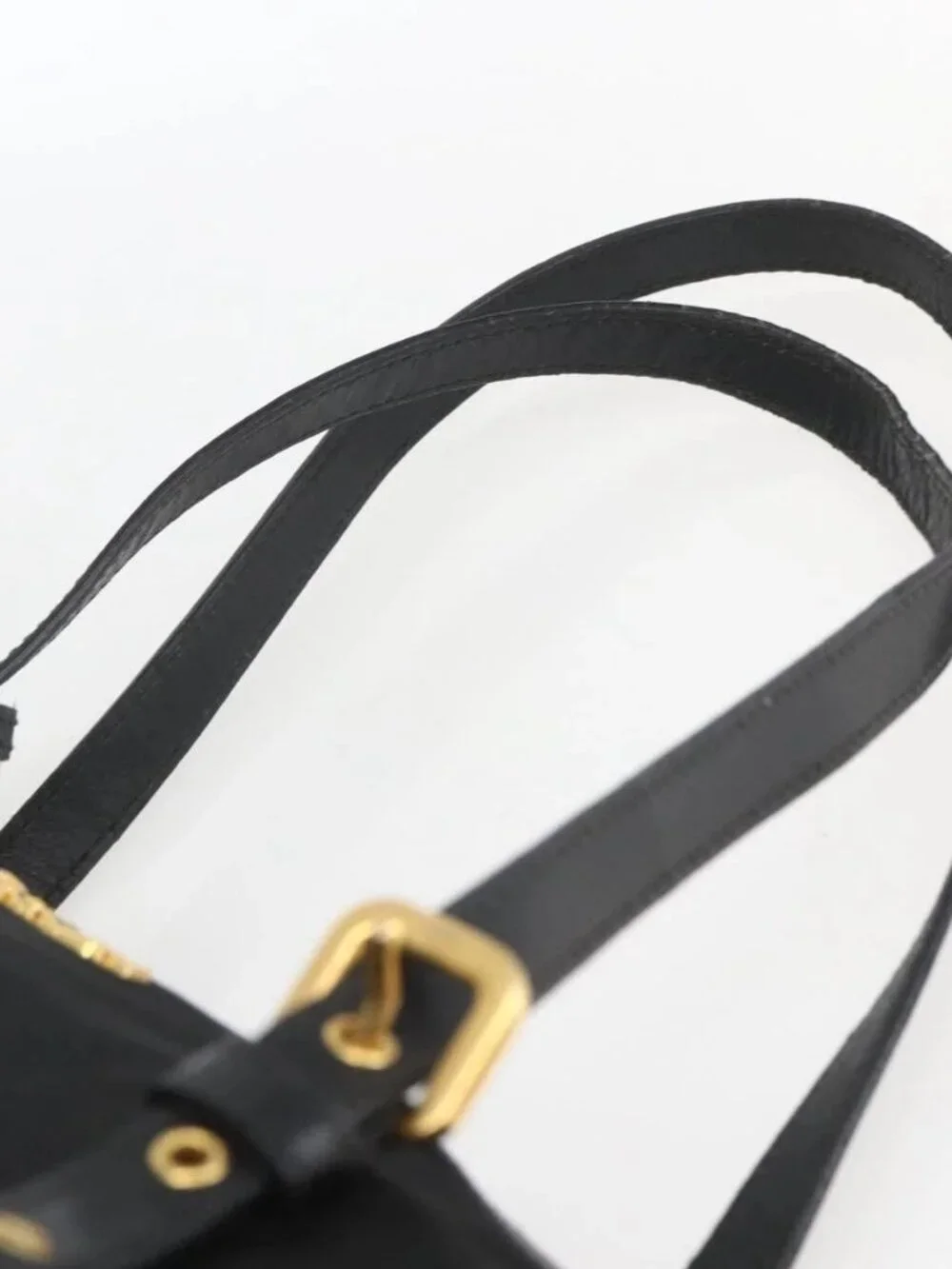 PRADA Tote Bag Nylon Black Gold Auth
